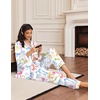 image:imageEkouaer Silk Satin Pajama Set for Womens Button Up Long Sleeve Pjs Sleepwear Soft 2 Piece Loungewear SXXLWhite With Colorful Bows