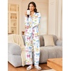 image:imageEkouaer Silk Satin Pajama Set for Womens Button Up Long Sleeve Pjs Sleepwear Soft 2 Piece Loungewear SXXLWhite With Colorful Bows