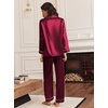 image:imageEkouaer Silk Satin Pajama Set for Womens Button Up Long Sleeve Pjs Sleepwear Soft 2 Piece Loungewear SXXLWine