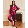 image:imageEkouaer Silk Satin Pajama Set for Womens Button Up Long Sleeve Pjs Sleepwear Soft 2 Piece Loungewear SXXLWine