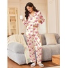 image:imageEkouaer Silk Satin Pajama Set for Womens Button Up Long Sleeve Pjs Sleepwear Soft 2 Piece Loungewear SXXLZ Cherry Teddy