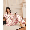 image:imageEkouaer Silk Satin Pajama Set for Womens Button Up Long Sleeve Pjs Sleepwear Soft 2 Piece Loungewear SXXLZ Cherry Teddy