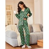 image:imageEkouaer Silk Satin Pajama Set for Womens Button Up Long Sleeve Pjs Sleepwear Soft 2 Piece Loungewear SXXLZ Green Christmas Teddy