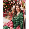image:imageEkouaer Silk Satin Pajama Set for Womens Button Up Long Sleeve Pjs Sleepwear Soft 2 Piece Loungewear SXXLZ Green Christmas Teddy