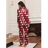 image:imageEkouaer Silk Satin Pajama Set for Womens Button Up Long Sleeve Pjs Sleepwear Soft 2 Piece Loungewear SXXLZ Red Teddy