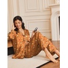 image:imageEkouaer Silk Satin Pajamas for Women Teddy Bear Pjs Set Button Down Long Sleeve Loungewear Cute Sleepwear Brown Teddy M