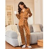 image:imageEkouaer Silk Satin Pajamas for Women Teddy Bear Pjs Set Button Down Long Sleeve Loungewear Cute Sleepwear Brown Teddy M