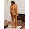 image:imageEkouaer Silk Satin Pajamas for Women Teddy Bear Pjs Set Button Down Long Sleeve Loungewear Cute Sleepwear Brown Teddy M