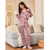 image:imageEkouaer Silk Satin Pajamas for Women Teddy Bear Pjs Set Button Down Long Sleeve Loungewear Cute Sleepwear Red Stripe Teddy M