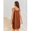 image:imageEkouaer Silky Satin Nightgown for Women Sleeveless Sleepwear Tank O Neck Night Shirts Pleated Sleepshirt Casual Dress S3XLCamel