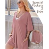 image:imageEkouaer Summer Rompers for Women Short Sleeve Oversized Tshirt Romper Reversible Baggy Jumpsuit Outfits with PocketsDusty Pink