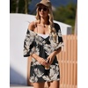 image:imageEkouaer Summer Rompers for Women Short Sleeve Oversized Tshirt Romper Reversible Baggy Jumpsuit Outfits with PocketsLeaves Black Khaki