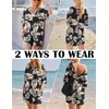image:imageEkouaer Summer Rompers for Women Short Sleeve Oversized Tshirt Romper Reversible Baggy Jumpsuit Outfits with PocketsLeaves Black Khaki