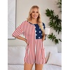 image:imageEkouaer Summer Rompers for Women Short Sleeve Oversized Tshirt Romper Reversible Baggy Jumpsuit Outfits with PocketsThe American Flag Red