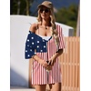 image:imageEkouaer Summer Rompers for Women Short Sleeve Oversized Tshirt Romper Reversible Baggy Jumpsuit Outfits with PocketsThe American Flag Red