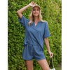 image:imageEkouaer Waffle Knit Lounge Sets for Women 2 Piece Outfits Short Sleeve Top and Shorts Pajama Sets Tracksuit Sweatsuits SXXL