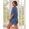 image:imageEkouaer Waffle Knit Lounge Sets for Women 2 Piece Outfits Short Sleeve Top and Shorts Pajama Sets Tracksuit Sweatsuits SXXL