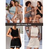 image:imageEkouaer Women 2 Piece Outfits Sleeveless Pajama Set Crop Top Short Set Lounge Set Tracksuits with Pocket