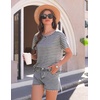 image:imageEkouaer Women 2 Piece Pajama Sets Crew Neck Pjs Soft Short Sleeve Top and Shorts Sleepwear Summer Lounge Set