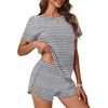 image:imageEkouaer Women 2 Piece Pajama Sets Crew Neck Pjs Soft Short Sleeve Top and Shorts Sleepwear Summer Lounge Set