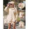 image:imageEkouaer Women 2 Piece Sets Lounge Sets Summer Outfits Button Down Shirts and Casual Shorts with Pockets