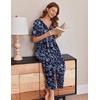 image:imageEkouaer Women Long House Coat Zipper Front Robes Full Length Nightgowns with Pockets Striped Loungewear S4XLDark Blue Flower