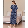 image:imageEkouaer Women Long House Coat Zipper Front Robes Full Length Nightgowns with Pockets Striped Loungewear S4XLDark Blue Flower