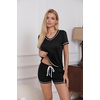 image:imageEkouaer Women Pajama Set Short Sleeve Comfy Pjs Sets 2 Piece Lounge Set with Pockets Black Large