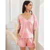 image:imageEkouaer Women Pajama Sets Waffle Knit Lounge Sets Short Sleeves Crop Top 2 Piece Pj Shorts Set