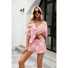 image:imageEkouaer Women Pajama Sets Waffle Knit Lounge Sets Short Sleeves Crop Top 2 Piece Pj Shorts Set