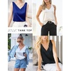 image:imageEkouaer Women Silk Satin Pajama Set V Neck Pj Short Set Sleeveless Silky Tank Lounge Set Sleepwear