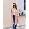 image:imageEkouaer Women Zipper Robes 34 Sleeve Ribbed Knit Bathrobe Lightweight Knee Length Loungewear Housecoat with Pockets S3XLLight Pink