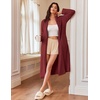 image:imageEkouaer Women Zipper Robes Long Sleeve Zip Up House Coat Full Length Warm Flannel Bathrobe Sleepwear with Pockets Wine Red XXLarge