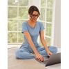 image:imageEkouaer Womens 2 Piece Lounge Sets Short Sleeve Pajama Set Ribbed Knit Crop Top Wide Leg Pants Loungewear SXXLLight Blue