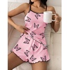 image:imageEkouaer Womens Cami Pajama Sets 2 Piece Cute Print Pjs Soft Tank Top amp Elastic Waist Shorts Camisole Lounge SetPink Butterfly