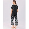 image:imageEkouaer Womens Capri Pajama Set Short Sleeve Top and Pants 2 Piece Sleepwear Floral Print Ladies Pjs SetsBlack White Flower