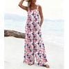 image:imageEkouaer Womens Casual Overalls Loose Wide Leg Jumpsuits Summer Boho Floral Printed Baggy Rompers with PocketsFlag
