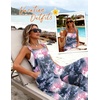 image:imageEkouaer Womens Casual Overalls Loose Wide Leg Jumpsuits Summer Boho Floral Printed Baggy Rompers with PocketsPink Grey Tie Dye
