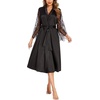 image:imageEkouaer Womens Floral Lace Kimono Robe Long Sleeves Dressing Gown Bathrobe Bride Robe NightwearBlack