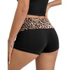 image:imageEkouaer Womens Fold Over Shorts Sexy Low Waist Lounge Shorts Y2K Pajama Micro Bottoms Summer Foldover Sleep ShortsA Leopard and Black