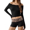 image:imageEkouaer Womens Fold Over Shorts Sexy Low Waist Lounge Shorts Y2K Pajama Micro Bottoms Summer Foldover Sleep ShortsA Leopard and Black