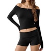 image:imageEkouaer Womens Fold Over Shorts Sexy Low Waist Lounge Shorts Y2K Pajama Micro Bottoms Summer Foldover Sleep ShortsBlack