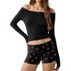 image:imageEkouaer Womens Fold Over Shorts Sexy Low Waist Lounge Shorts Y2K Pajama Micro Bottoms Summer Foldover Sleep ShortsBlack Bow