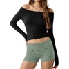 image:imageEkouaer Womens Fold Over Shorts Sexy Low Waist Lounge Shorts Y2K Pajama Micro Bottoms Summer Foldover Sleep ShortsGreen Stripe