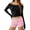 image:imageEkouaer Womens Fold Over Shorts Sexy Low Waist Lounge Shorts Y2K Pajama Micro Bottoms Summer Foldover Sleep ShortsHeart Plaid