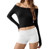 image:imageEkouaer Womens Fold Over Shorts Sexy Low Waist Lounge Shorts Y2K Pajama Micro Bottoms Summer Foldover Sleep ShortsWhite