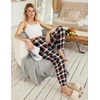 image:imageEkouaer Womens Jogger Pajamas Pants Comfy Long Lounge BottomDrawstring Elastic Waist Sleep Pants with PocketsBalck and Red Plaid