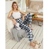 image:imageEkouaer Womens Jogger Pajamas Pants Comfy Long Lounge BottomDrawstring Elastic Waist Sleep Pants with PocketsBlack and White Plaid