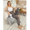 image:imageEkouaer Womens Jogger Pajamas Pants Comfy Long Lounge BottomDrawstring Elastic Waist Sleep Pants with PocketsBrown Leopard