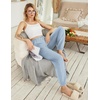 image:imageEkouaer Womens Jogger Pajamas Pants Comfy Long Lounge BottomDrawstring Elastic Waist Sleep Pants with PocketsGrey White Striped
